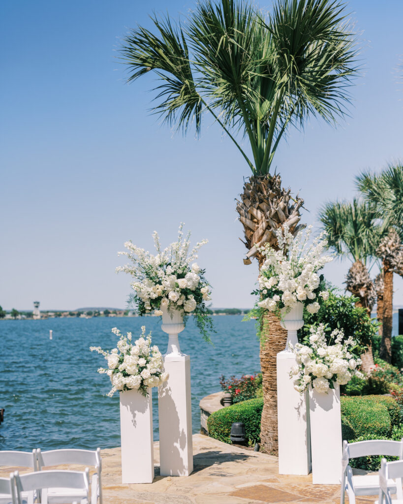 Shoreline Lawn ceremony setup overlooking Lake LBJ